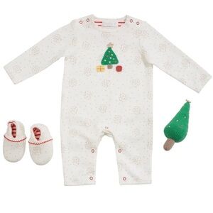 Albetta White Christmas Tree Romper -Size 6-9 months